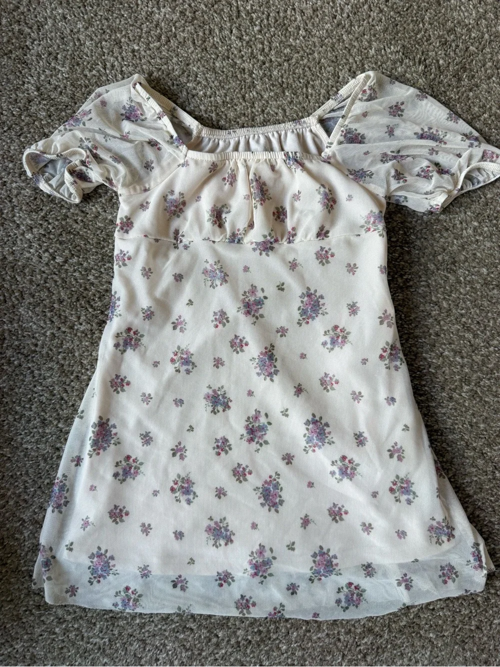 Girls Floral Puff Sleeve Dress